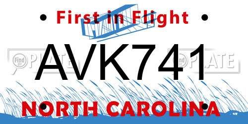 AVK741 North Carolina License Plate