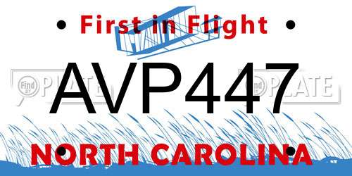 AVP447 North Carolina License Plate