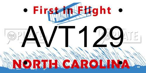AVT129 North Carolina License Plate