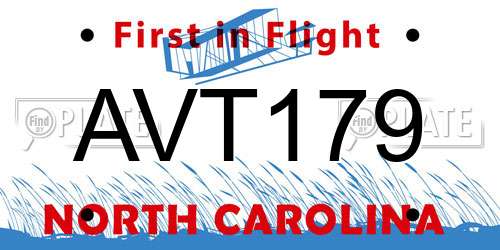 AVT179 North Carolina License Plate