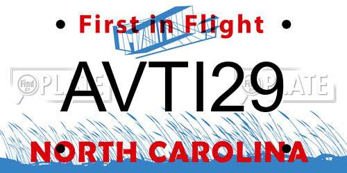AVTI29 North Carolina License Plate