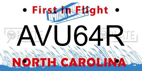 AVU64R North Carolina License Plate