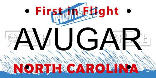 AVUGAR North Carolina License Plate