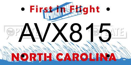 AVX815 North Carolina License Plate