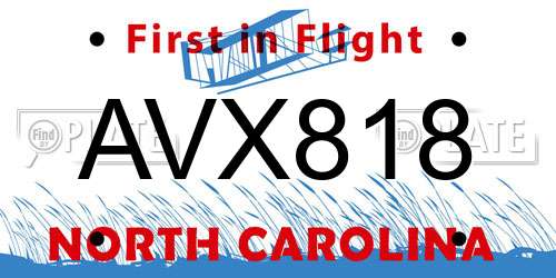 AVX818 North Carolina License Plate