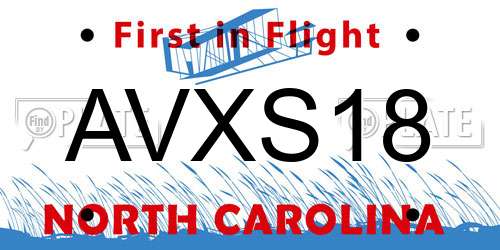 AVXS18 North Carolina License Plate