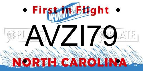 AVZI79 North Carolina License Plate