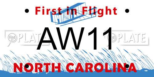 AW11 North Carolina License Plate