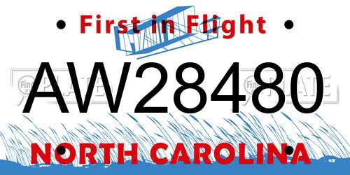 AW28480 North Carolina License Plate