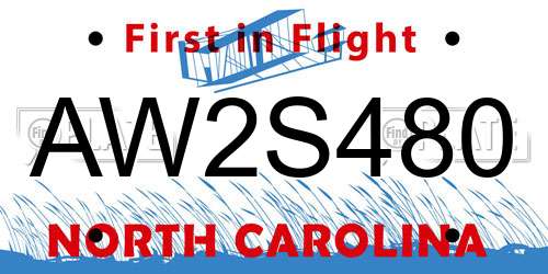 AW2S480 North Carolina License Plate