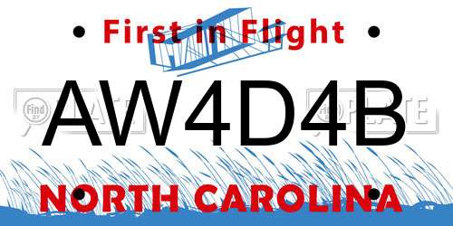 AW4D4B North Carolina License Plate