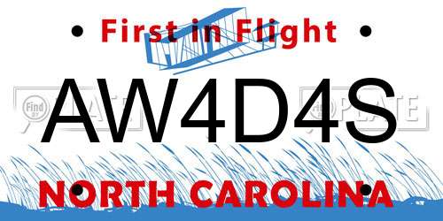 AW4D4S North Carolina License Plate