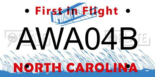 AWA04B North Carolina License Plate