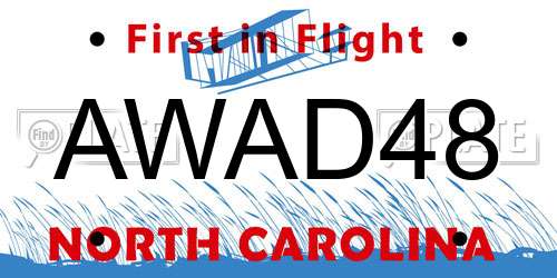 AWAD48 North Carolina License Plate