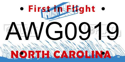 AWG0919 North Carolina License Plate