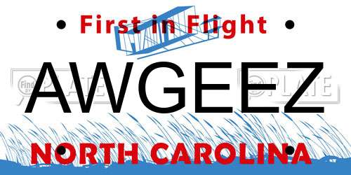 AWGEEZ North Carolina License Plate