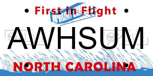AWHSUM North Carolina License Plate
