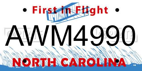 AWM4990 North Carolina License Plate