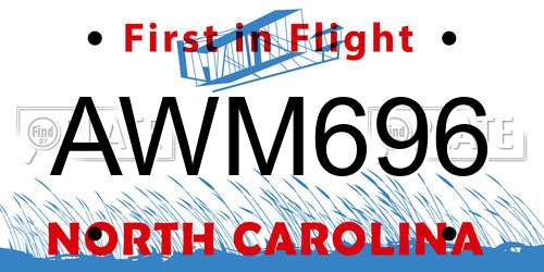 AWM696 North Carolina License Plate