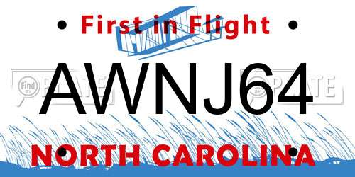 AWNJ64 North Carolina License Plate