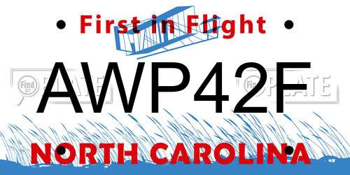 AWP42F North Carolina License Plate