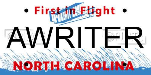 AWRITER North Carolina License Plate