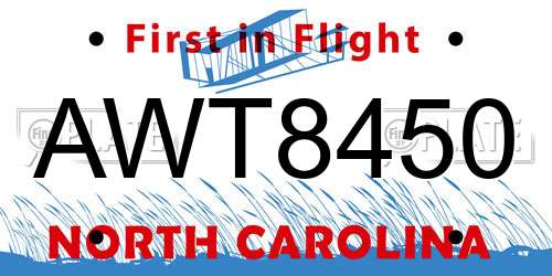 AWT8450 North Carolina License Plate