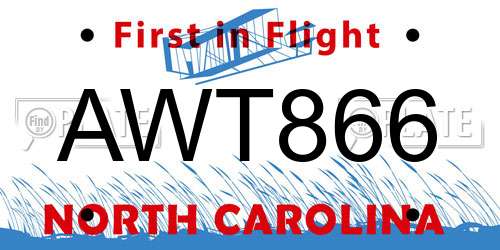 AWT866 North Carolina License Plate