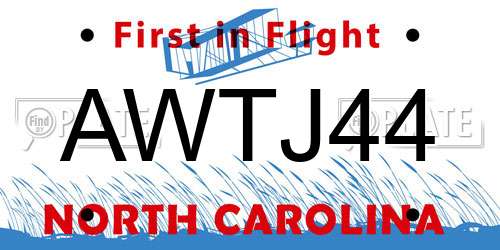 AWTJ44 North Carolina License Plate