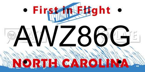 AWZ86G North Carolina License Plate