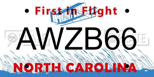AWZB66 North Carolina License Plate