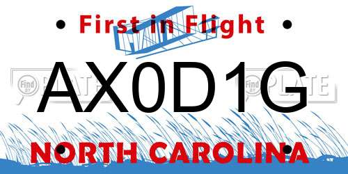 AX0D1G North Carolina License Plate