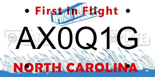 AX0Q1G North Carolina License Plate