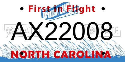 AX22008 North Carolina License Plate