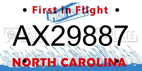 AX29887 North Carolina License Plate
