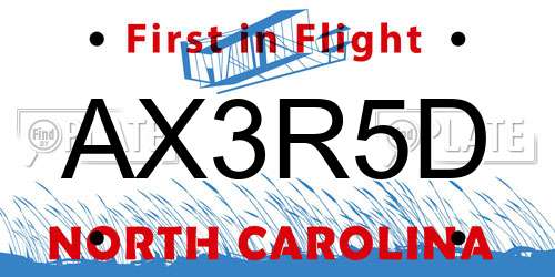 AX3R5D North Carolina License Plate