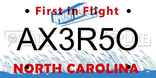 AX3R5O North Carolina License Plate