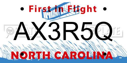 AX3R5Q North Carolina License Plate