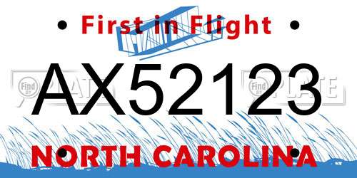 AX52123 North Carolina License Plate
