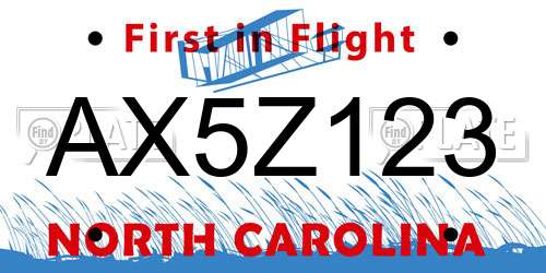 AX5Z123 North Carolina License Plate