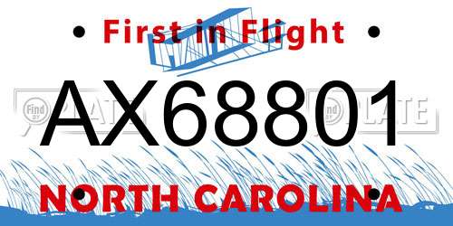 AX68801 North Carolina License Plate