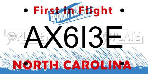 AX6I3E North Carolina License Plate