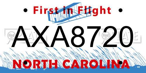 AXA8720 North Carolina License Plate