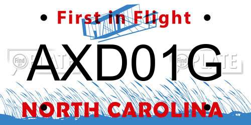 AXD01G North Carolina License Plate