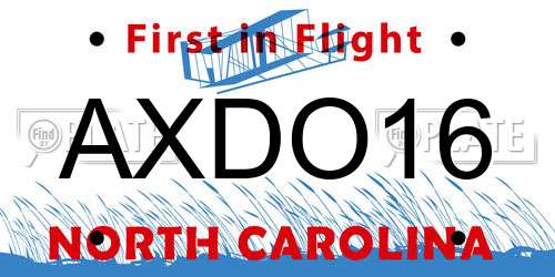 AXDO16 North Carolina License Plate