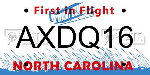 AXDQ16 North Carolina License Plate