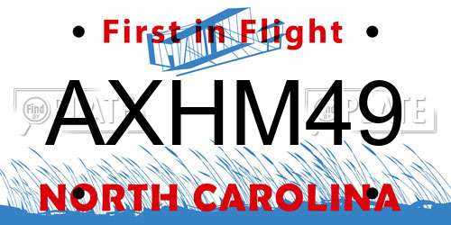 AXHM49 North Carolina License Plate
