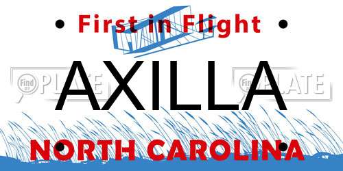 AXILLA North Carolina License Plate