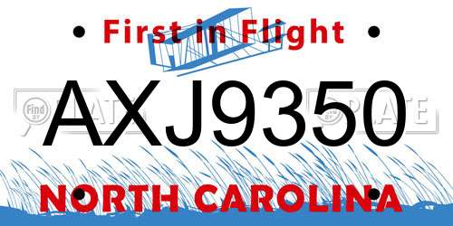 AXJ9350 North Carolina License Plate