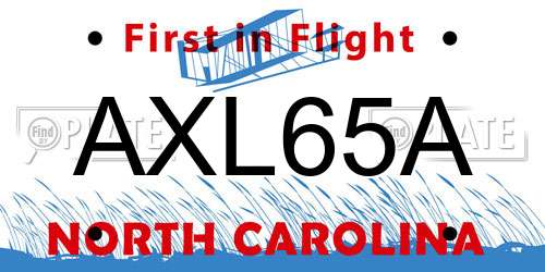 AXL65A North Carolina License Plate